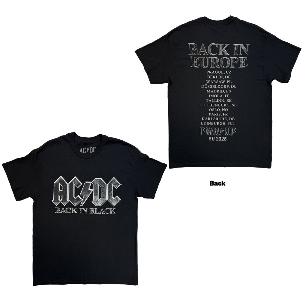 AC/DC - Back In Black EU Tour '25 Herren TShirt - Schwarz